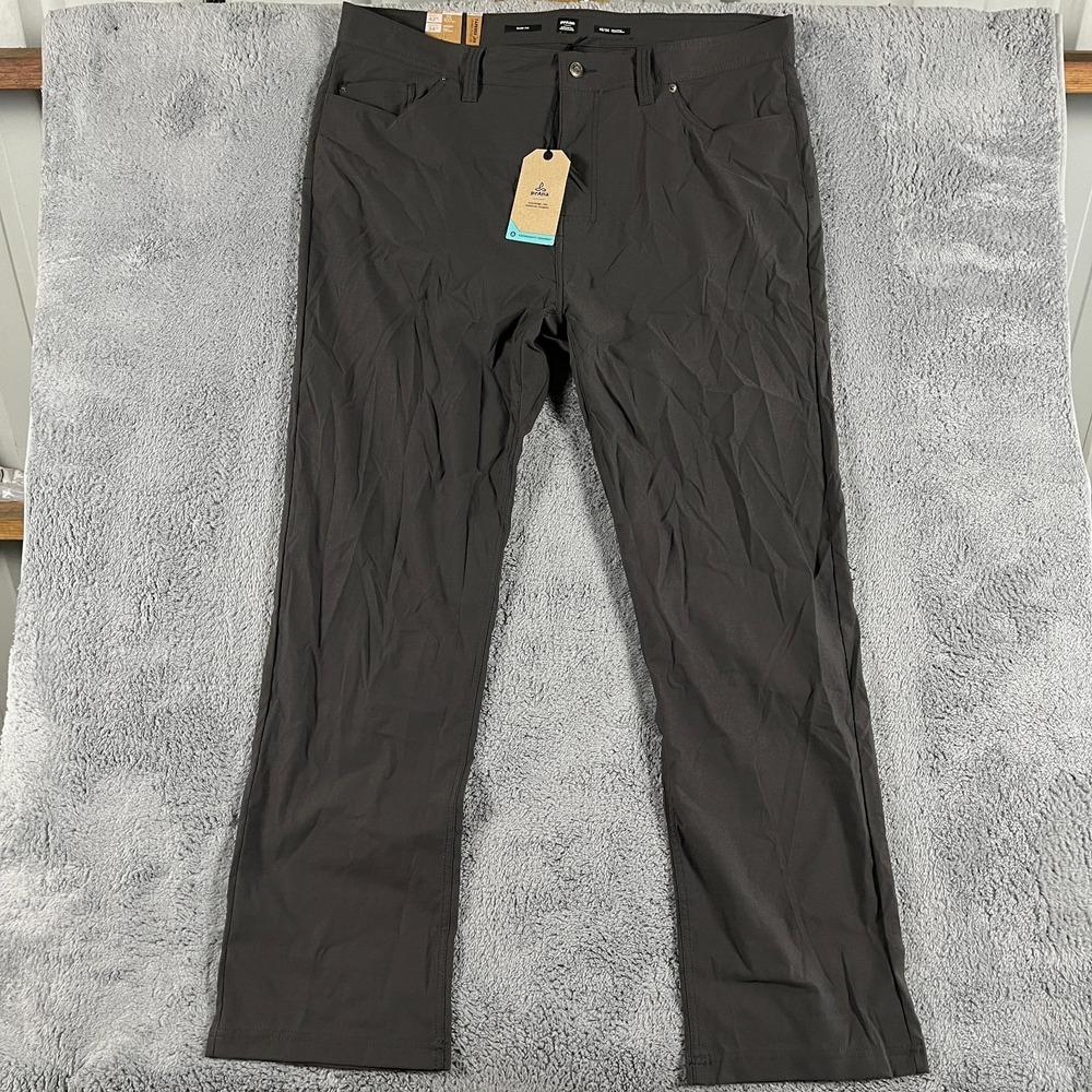 Prana Brion II Tapered Leg Pants Men's 42x34 Dark Gray Stretch Slim Outdoors